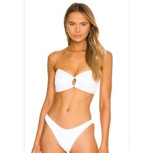 L*Space Maya Bikini Top in White Size Small NWT Convertible Strapless